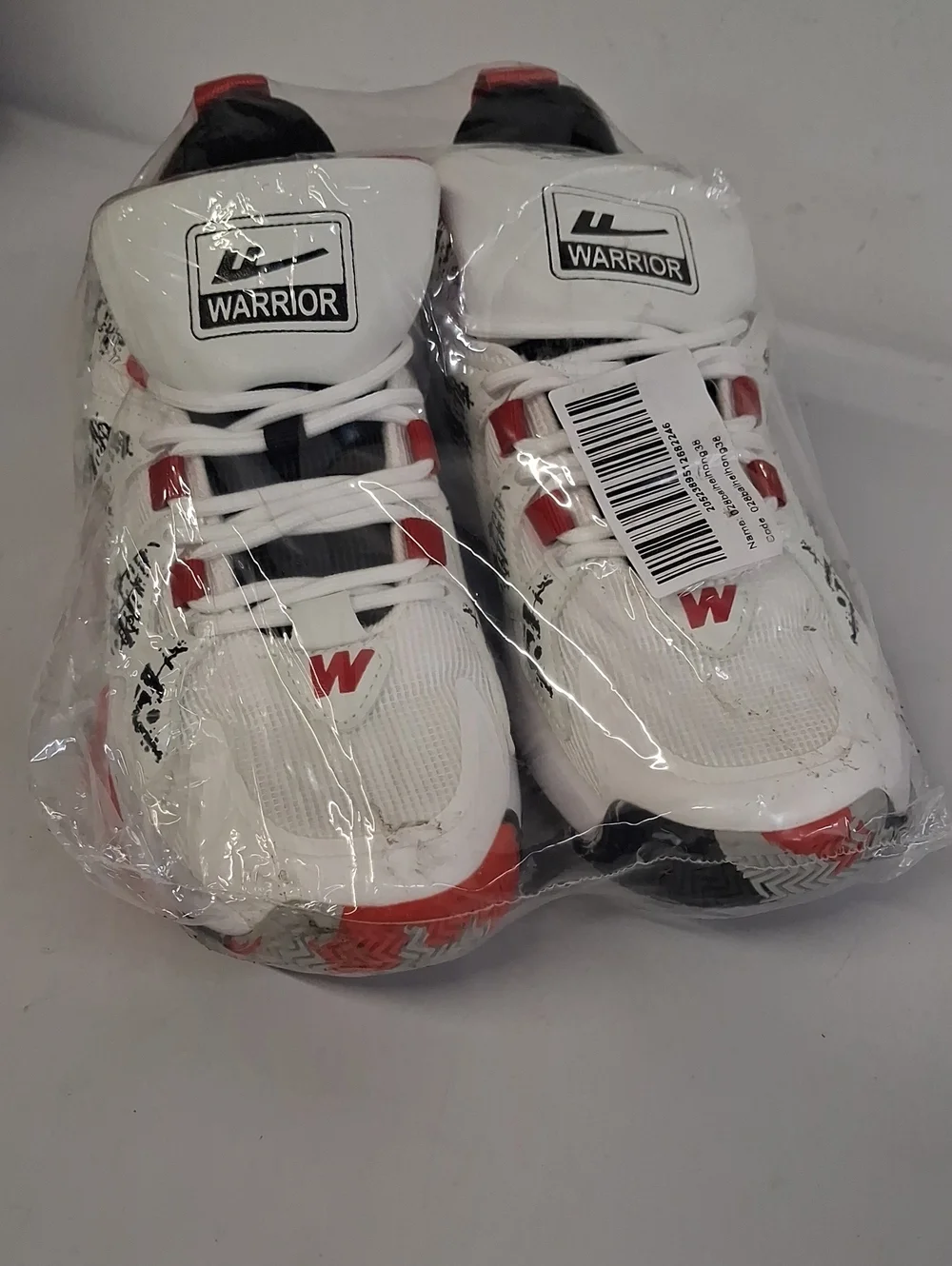NWT Unisex White, Red, Black And Grey Warrior Sneakers
